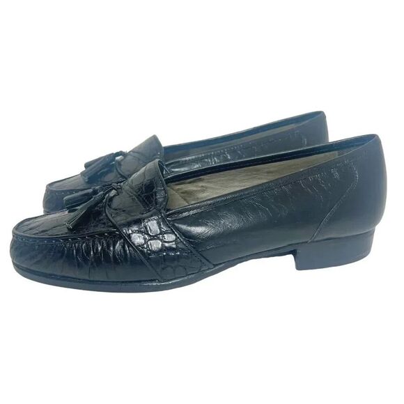 Michel Black Crocodile Leather Loafers With Tassel Size 9.5 US main image 6
